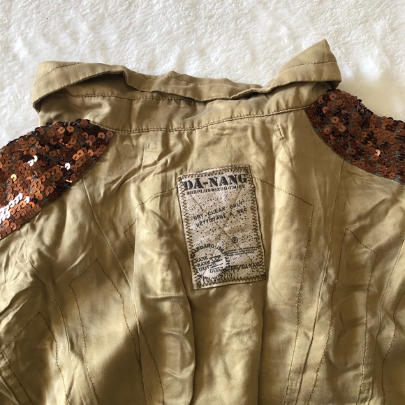 Da-Nang Brown Silk Sequin Long Sleeve Button Up - Picture 11 of 11